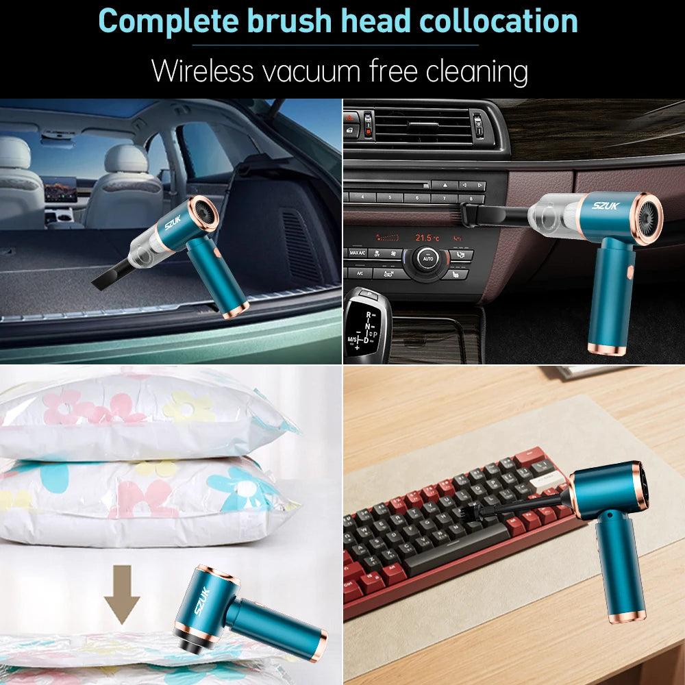 Car Vacuum Cleaner Strong Suction Wireless Portable Cleaning Machine Handheld Mini Vacuum Cleaner for Car Home and Keyboard